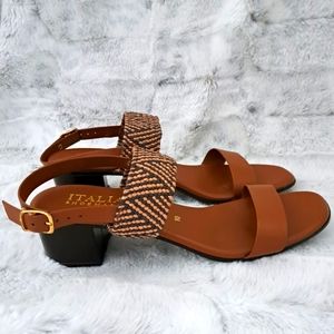 Italian Shoemakers made in Italy brown sandal 2in heel party shoes. Size 10.